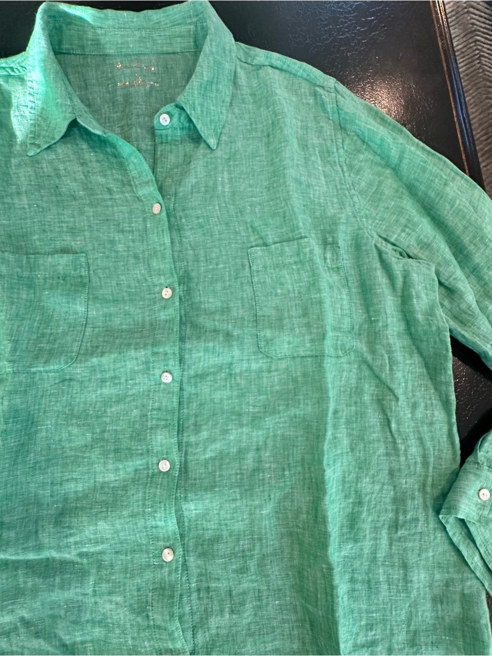 Lilly Pulitzer Sea View Linen Button Down Shirt Green Size Small - Picture 8 of 16